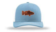 Load image into Gallery viewer, Distressed Flag Bass Leather Patch Richardson 112 Hat
