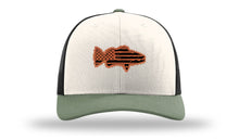 Load image into Gallery viewer, Distressed Flag Bass Leather Patch Richardson 112 Hat
