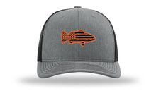 Load image into Gallery viewer, Distressed Flag Bass Leather Patch Richardson 112 Hat
