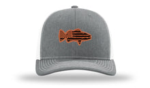 Load image into Gallery viewer, Distressed Flag Bass Leather Patch Richardson 112 Hat
