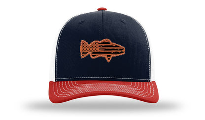 Distressed Flag Bass Leather Patch Richardson 112 Hat