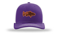 Load image into Gallery viewer, Distressed Flag Bass Leather Patch Richardson 112 Hat
