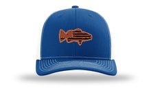 Load image into Gallery viewer, Distressed Flag Bass Leather Patch Richardson 112 Hat
