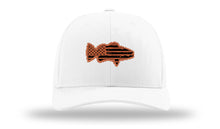 Load image into Gallery viewer, Distressed Flag Bass Leather Patch Richardson 112 Hat

