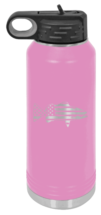 Distressed Flag Fish - 32oz Water Bottle- Light Purple