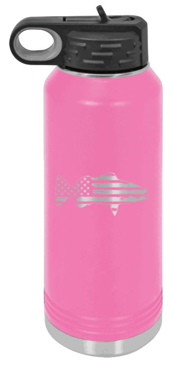 Distressed Flag Fish - 32oz Water Bottle- Pink
