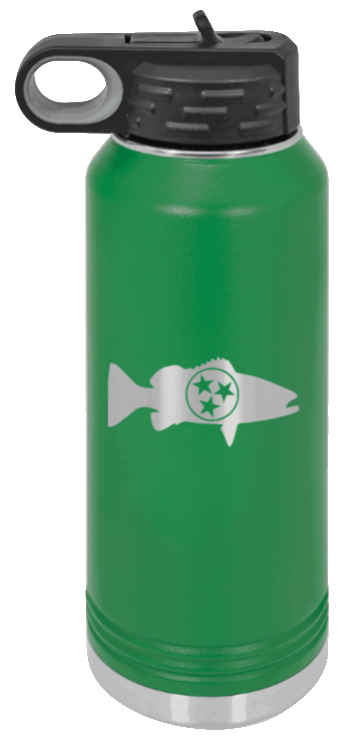 Tristar Fish - 32oz Water Bottle- Green
