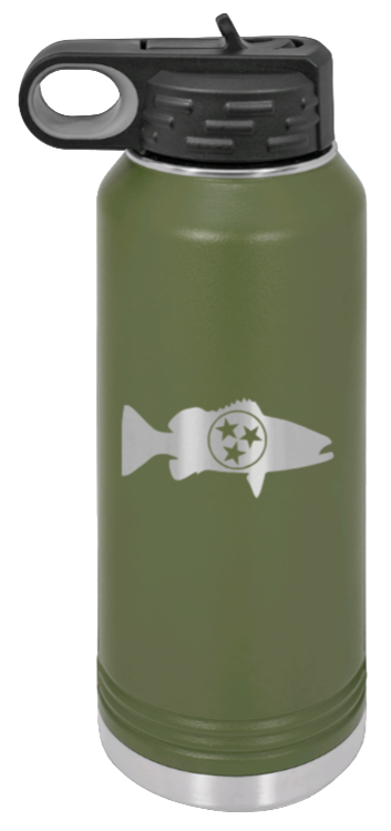 Tristar Fish - 32oz Water Bottle- Olive