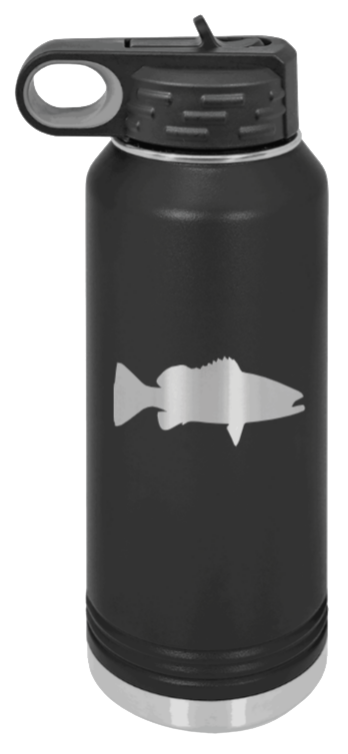 Bass Silhouette Laser Engraved Water Bottle (Etched)