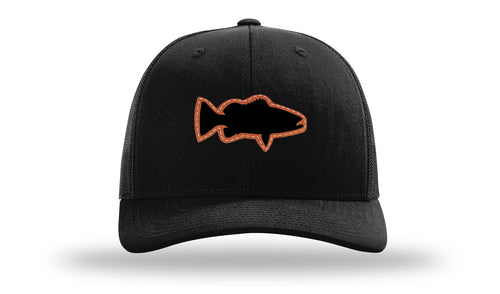 Richarson 112 Black Hat with 'Girl Dad' text Rawhide Leather Patch Hat with White stitching.