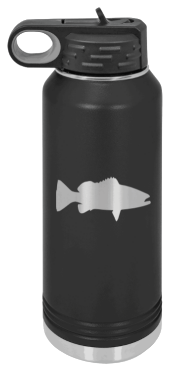 Bass Silhouette - 32oz Water Bottle- Black