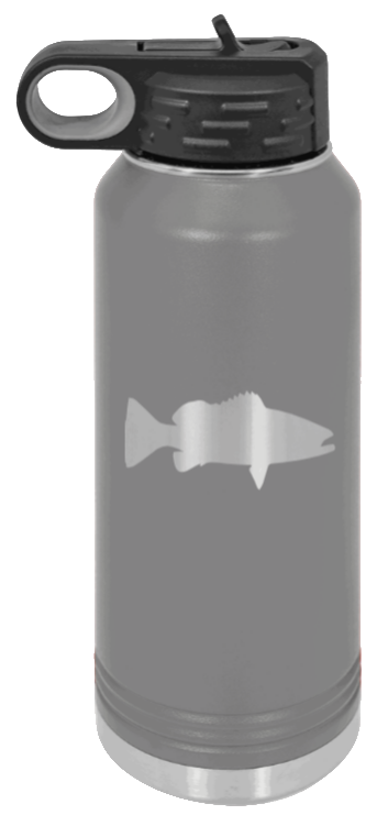 Bass Silhouette - 32oz Water Bottle- Dark Grey