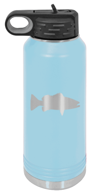 Bass Silhouette - 32oz Water Bottle- Light Blue