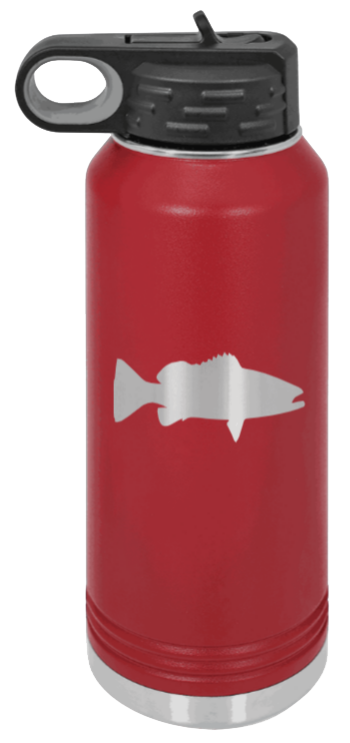 Bass Silhouette - 32oz Water Bottle- Maroon