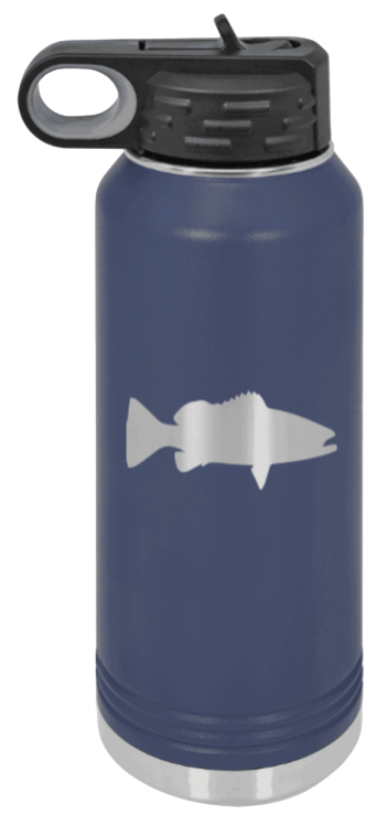 Bass Silhouette - 32oz Water Bottle- Navy