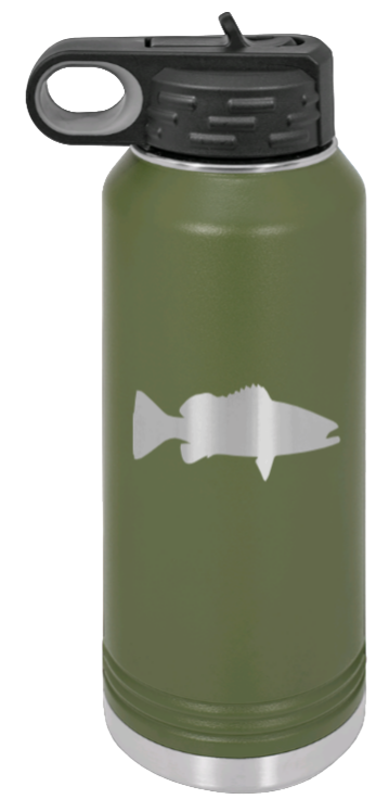 Bass Silhouette - 32oz Water Bottle- Olive