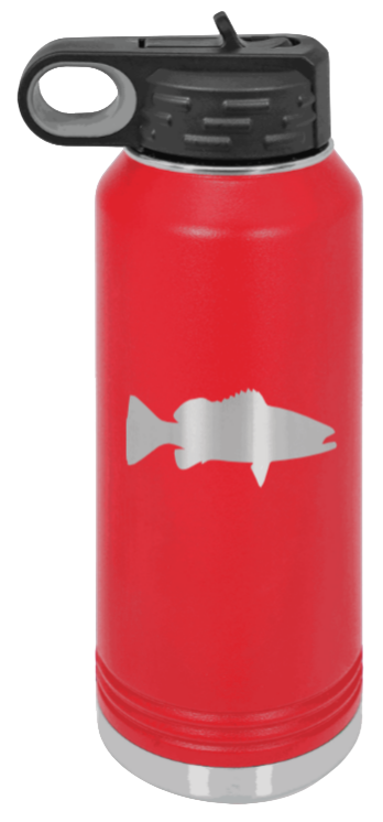 Bass Silhouette - 32oz Water Bottle- Red