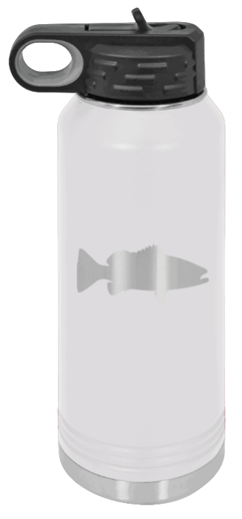 Bass Silhouette - 32oz Water Bottle- White