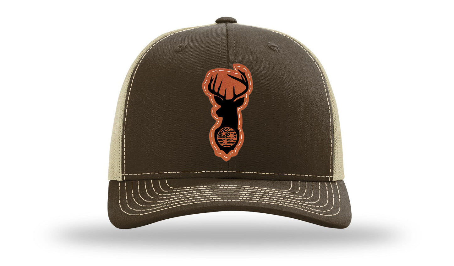 Tristar Flag Deer Leather Patch Richardson 112 Hat