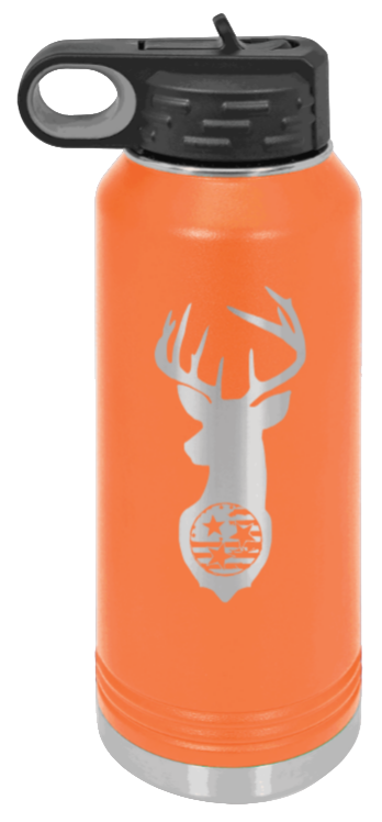 Tristar Flag Deer - 32oz Water Bottle- Orange