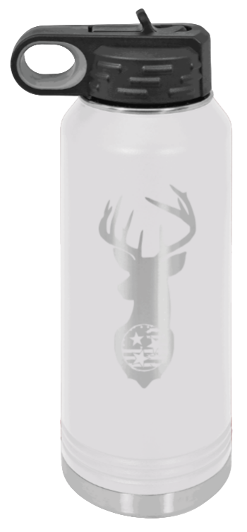 Tristar Flag Deer - 32oz Water Bottle- White