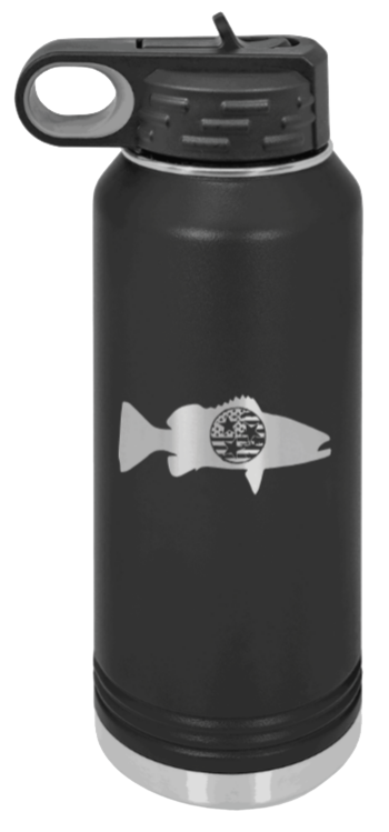 TriStar Flag Fish Laser Engraved Water Bottle (Etched)