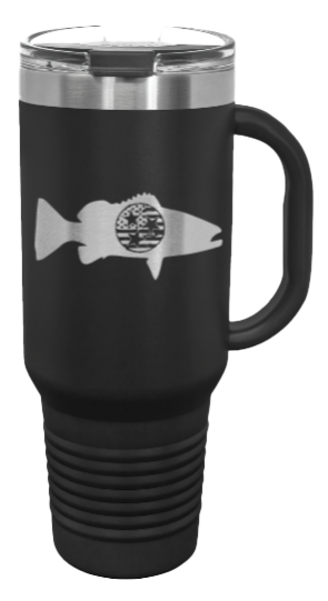 TriStar Flag Fish 40oz Handle Mug Laser Engraved