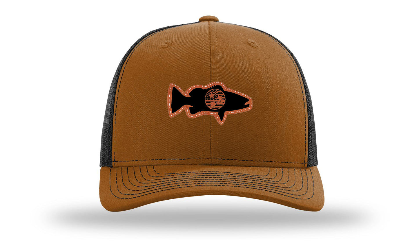 Tristar Flag Bass Leather Patch Richardson 112 Hat