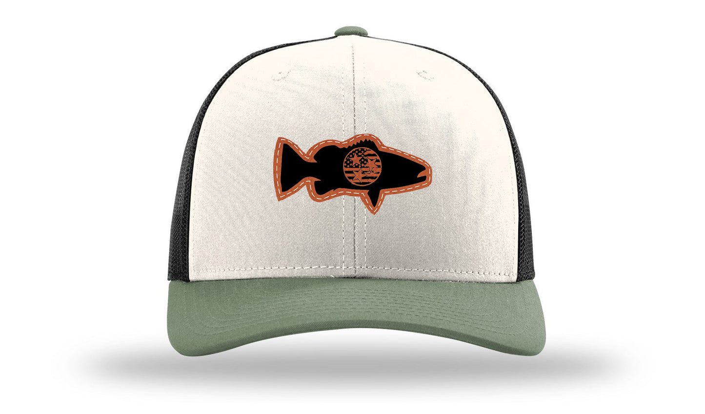 Tristar Flag Bass Leather Patch Richardson 112 Hat