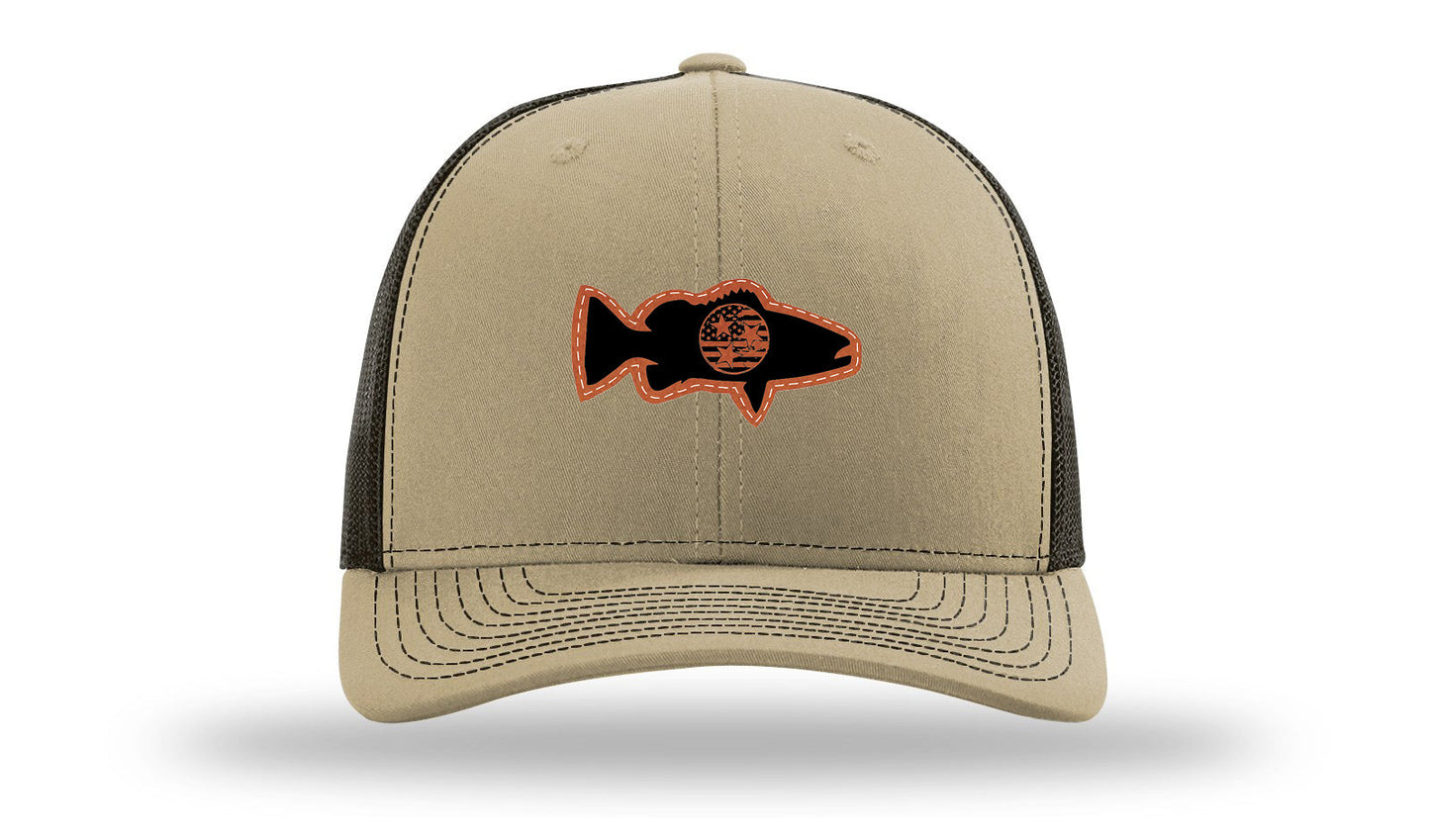 Tristar Flag Bass Leather Patch Richardson 112 Hat