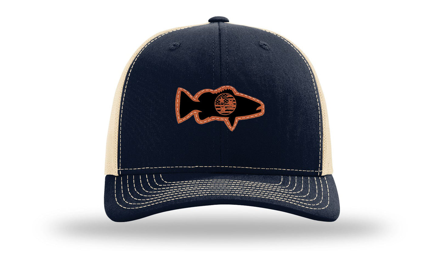 Tristar Flag Bass Leather Patch Richardson 112 Hat