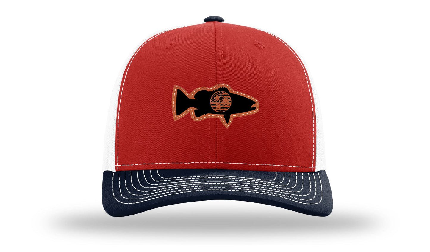 Tristar Flag Bass Leather Patch Richardson 112 Hat