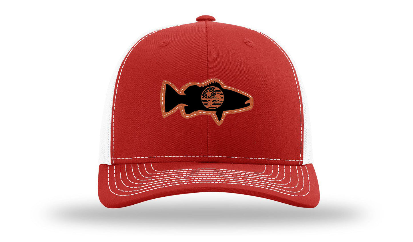 Tristar Flag Bass Leather Patch Richardson 112 Hat