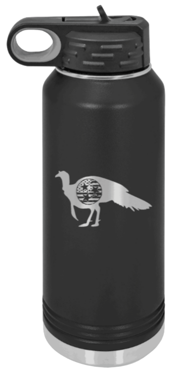 Tristar Flag Deer - 32oz Water Bottle- Black