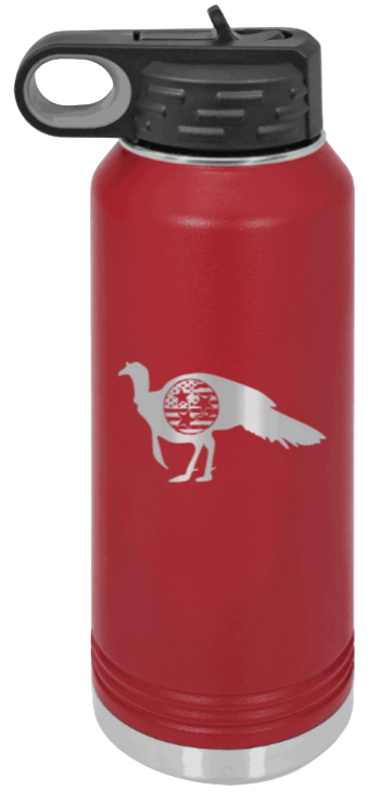 Tristar Flag Deer - 32oz Water Bottle- Maroon