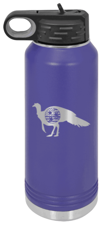 Tristar Flag Deer - 32oz Water Bottle- Purple