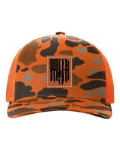 Load image into Gallery viewer, Deer Flag 2 Leather Patch Richardson 112 Duck Camo Hat
