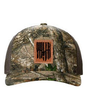 Load image into Gallery viewer, Deer Flag 2 Leather Patch Richardson 112 Duck Camo Hat
