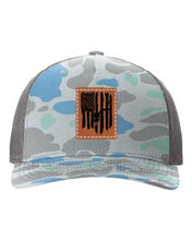 Load image into Gallery viewer, Deer Flag 2 Leather Patch Richardson 112 Duck Camo Hat
