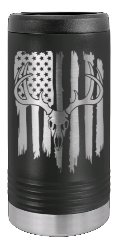 Deer Flag 2 Laser Engraved Slim Can Insulated Koosie