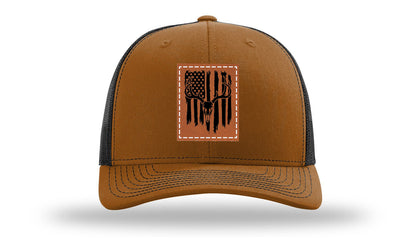 Deer Skull Flag Leather Patch Richardson 112 Hat