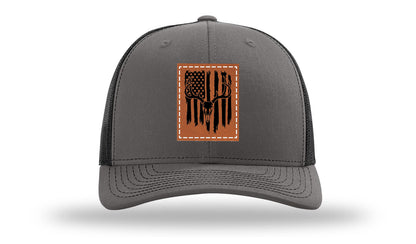 Deer Skull Flag Leather Patch Richardson 112 Hat
