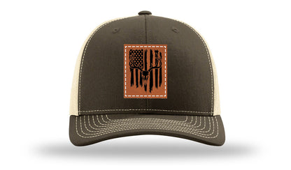 Deer Skull Flag Leather Patch Richardson 112 Hat