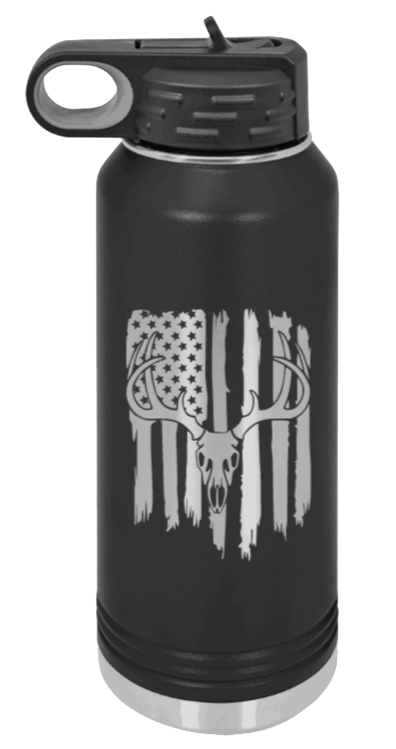 Deer Flag 2 - 32oz Water Bottle- Black