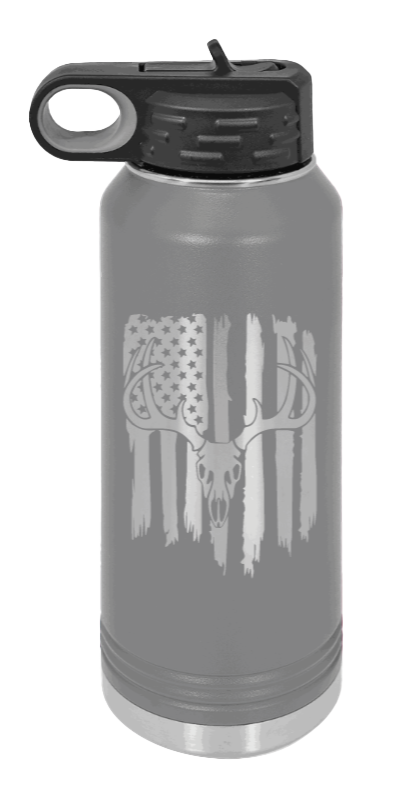 Deer Flag 2 - 32oz Water Bottle- Dark Grey