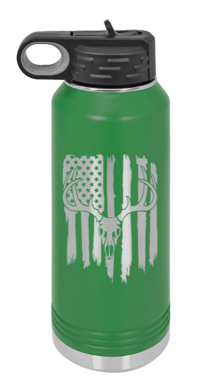 Deer Flag 2 - 32oz Water Bottle- Green