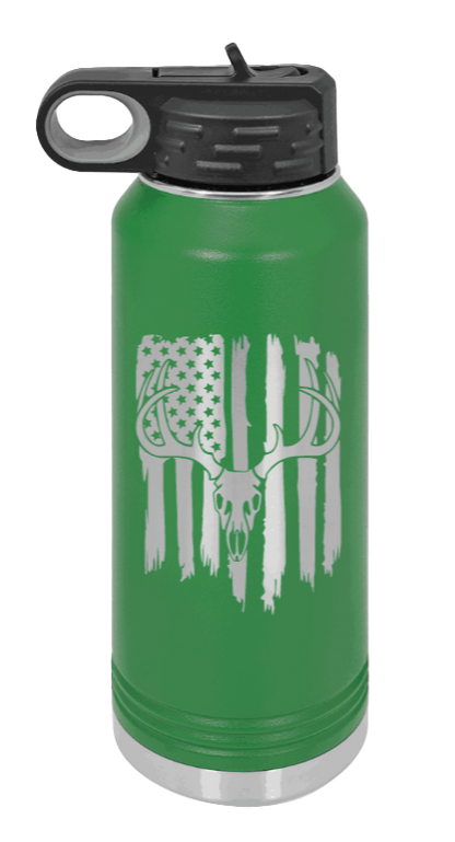 Deer Flag 2 - 32oz Water Bottle- Green