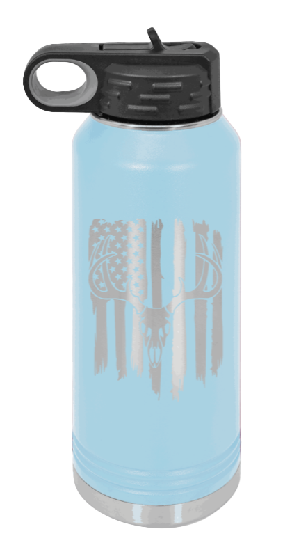 Deer Flag 2 - 32oz Water Bottle- Light Blue