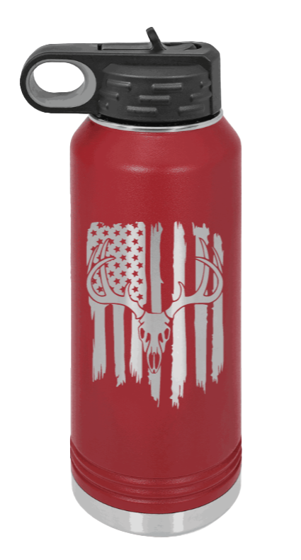 Deer Flag 2 - 32oz Water Bottle- Maroon
