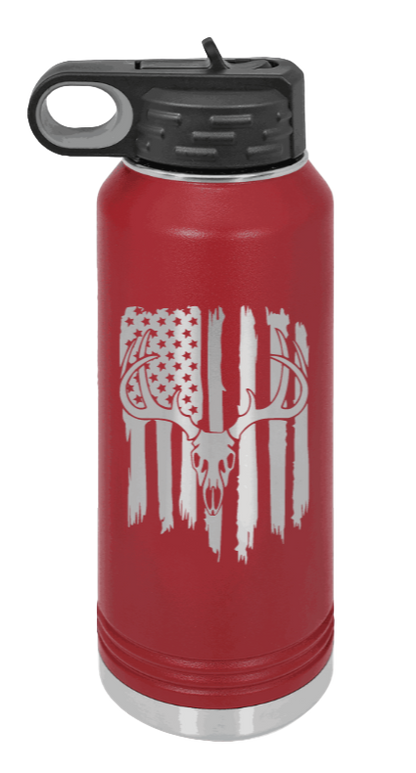 Deer Flag 2 - 32oz Water Bottle- Maroon